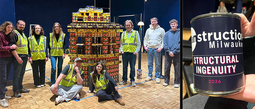 Image of the final sculpture, team members and the Structural Ingenuity award AG received.