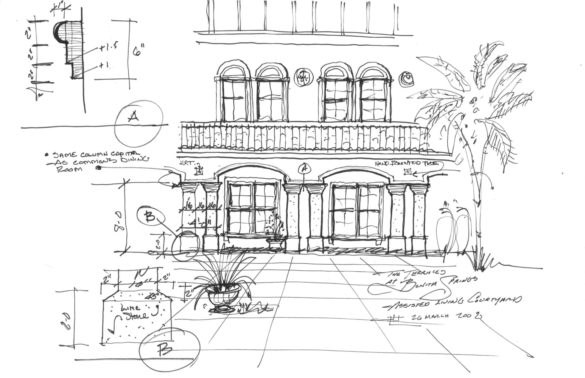 John Cronin sketch of the Terraces at Bonita Springs, Bonita Springs, Florida