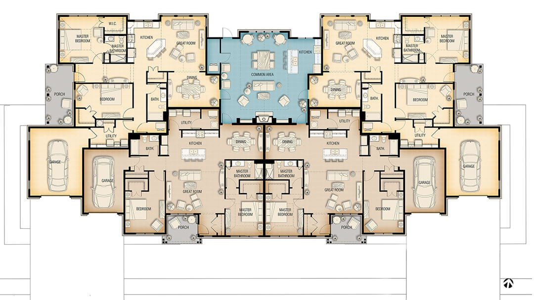 This image shows a floor plan from Village Pointe Commons casetta housing.
